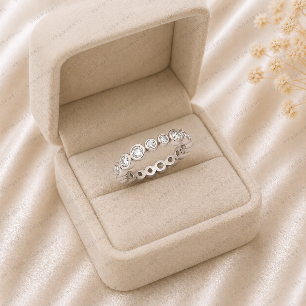 Diamond Eternity Ring | Lab Grown | Bezel Set | 14K Gold Stacking Band