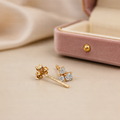 Three Stone Diamond Stud Earrings, Round Lab Grown Diamond Earrings, Minimal Diamond Earrings, Gold Stud Earrings, Everyday Diamond Jewelry