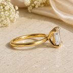 Emerald Cut Lab Grown Diamond Multi Prong Solitaire Ring in Solid 14K Gold