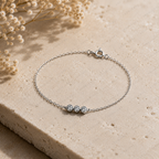 Dainty Trio Round Lab Grown Diamond Bracelet in Solid 14K Gold