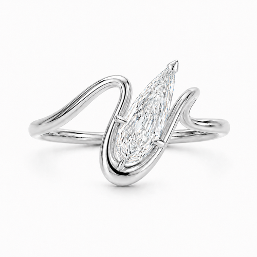 2CT Pear Step Cut Lab Grown Diamond Ring | Sculptural Wrap Design | Modern Engagement Ring | 14K Gold Proposal Ring