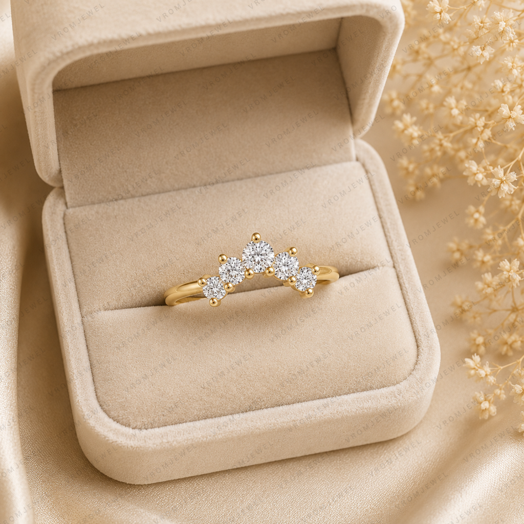 Curved Lab Grown Diamond Band with Round Stones – Bridal Ring