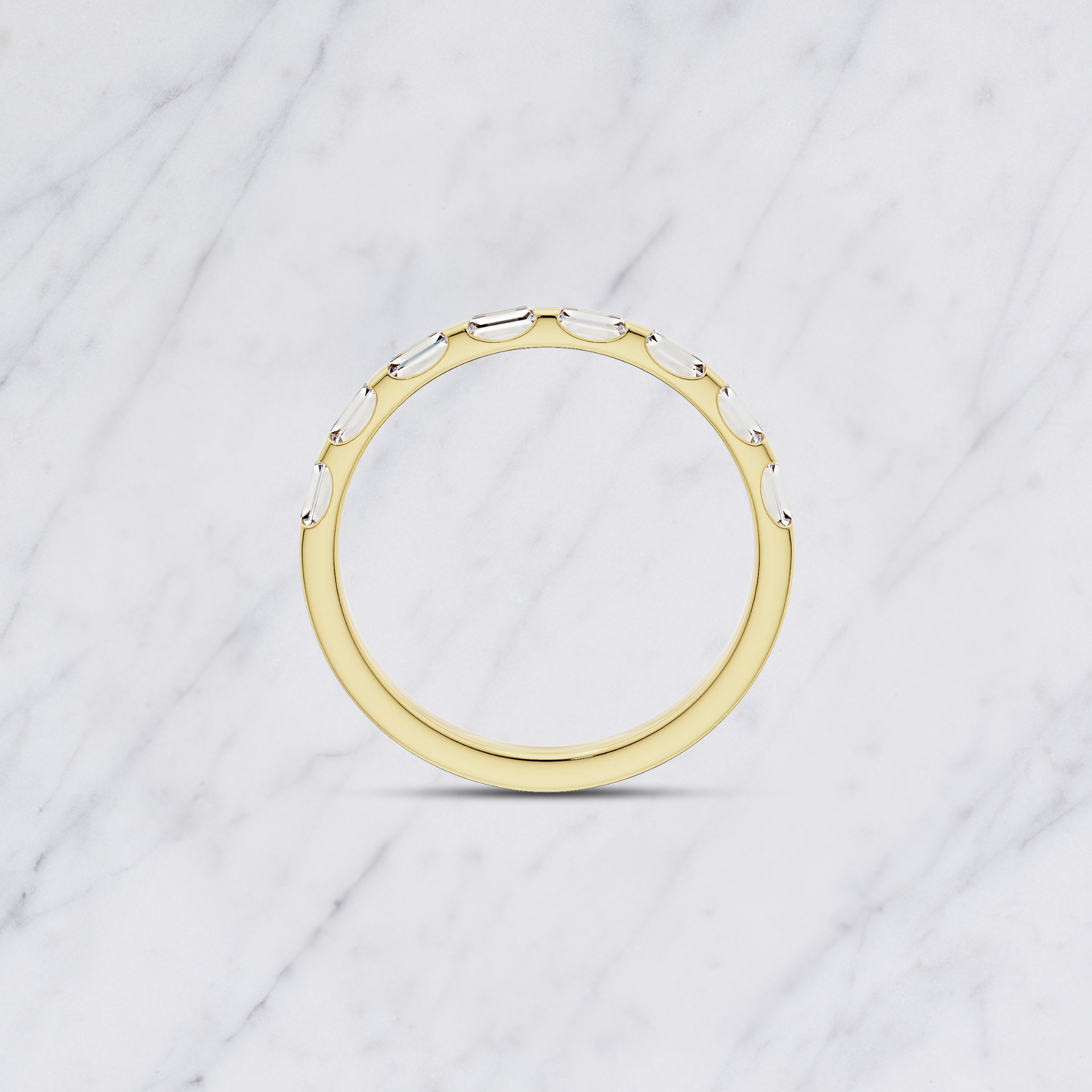 Baguette Lab Grown Diamond Wedding Band: Minimalist Half Eternity Stacking Ring