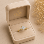 Oval Engagement Ring | Lab Grown Diamond | Tapered Baguette Side Stones | 14K Yellow Gold