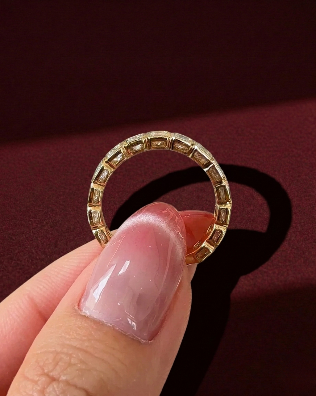 Emerald Cut Diamond Eternity Band, Emerald Diamond Full Eternity Ring, Bezel Set Emerald Diamond Wedding Band, Emerald Cut Stackable Ring.