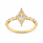 Lozenge Shape Side Baguette Pave Diamond Ring