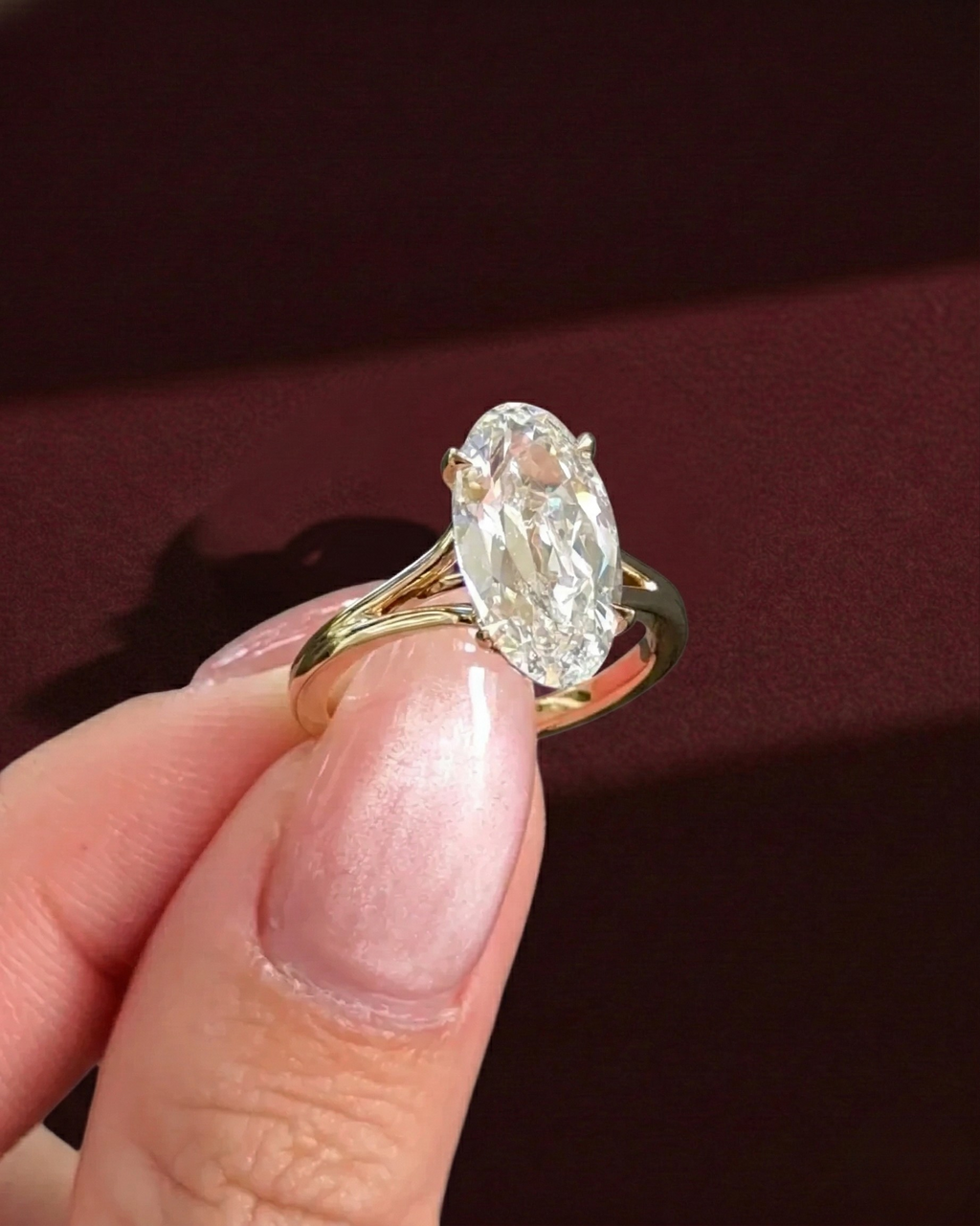 Moval Diamond Engagement Ring, Moval Cut Diamond Solitaire Ring, Elongated Oval Marquise Diamond Ring, Unique Diamond Engagement Ring.