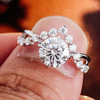 Unique V-Crown Ring Round Cut | Lab Grown Diamond | 14K Yellow Gold