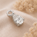 Dainty Lab Diamond Pear Charm Earrings: 14k Gold Bridal Jewelry