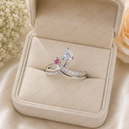 Heart and Pink Round Lab Grown Diamond Toi et Moi Ring, Two Stone Engagement Ring, Unique Bridal Ring, 10K 14K 18K Gold