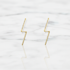Linear Zig Zag Earring Lightning Design | Lab Grown Diamond | 14K Yellow Gold