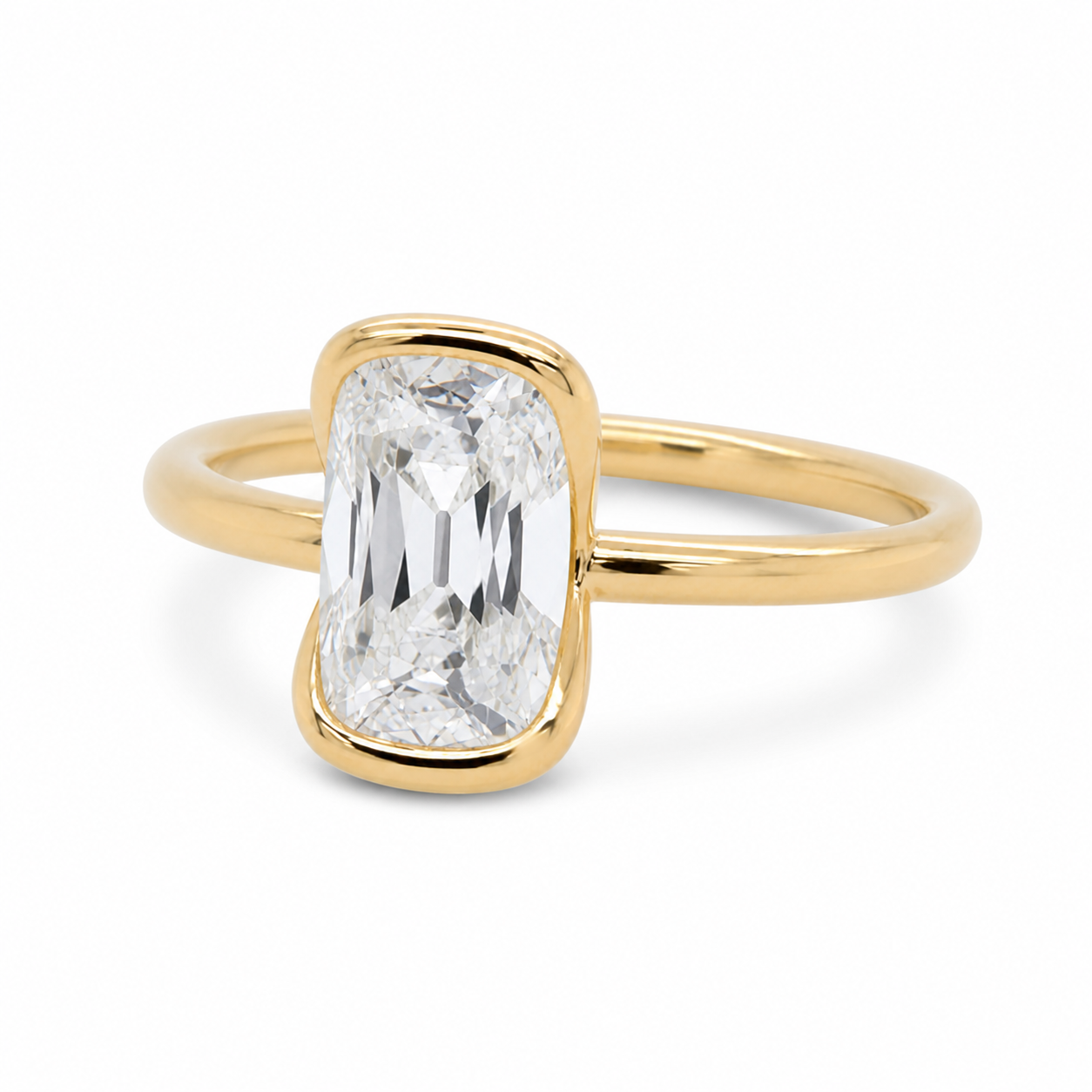 Old Mine Cushion Diamond Signet Ring, Vintage Style Lab Grown Diamond Ring, Antique Cushion Cut Gold Ring, Statement Signet Ring.