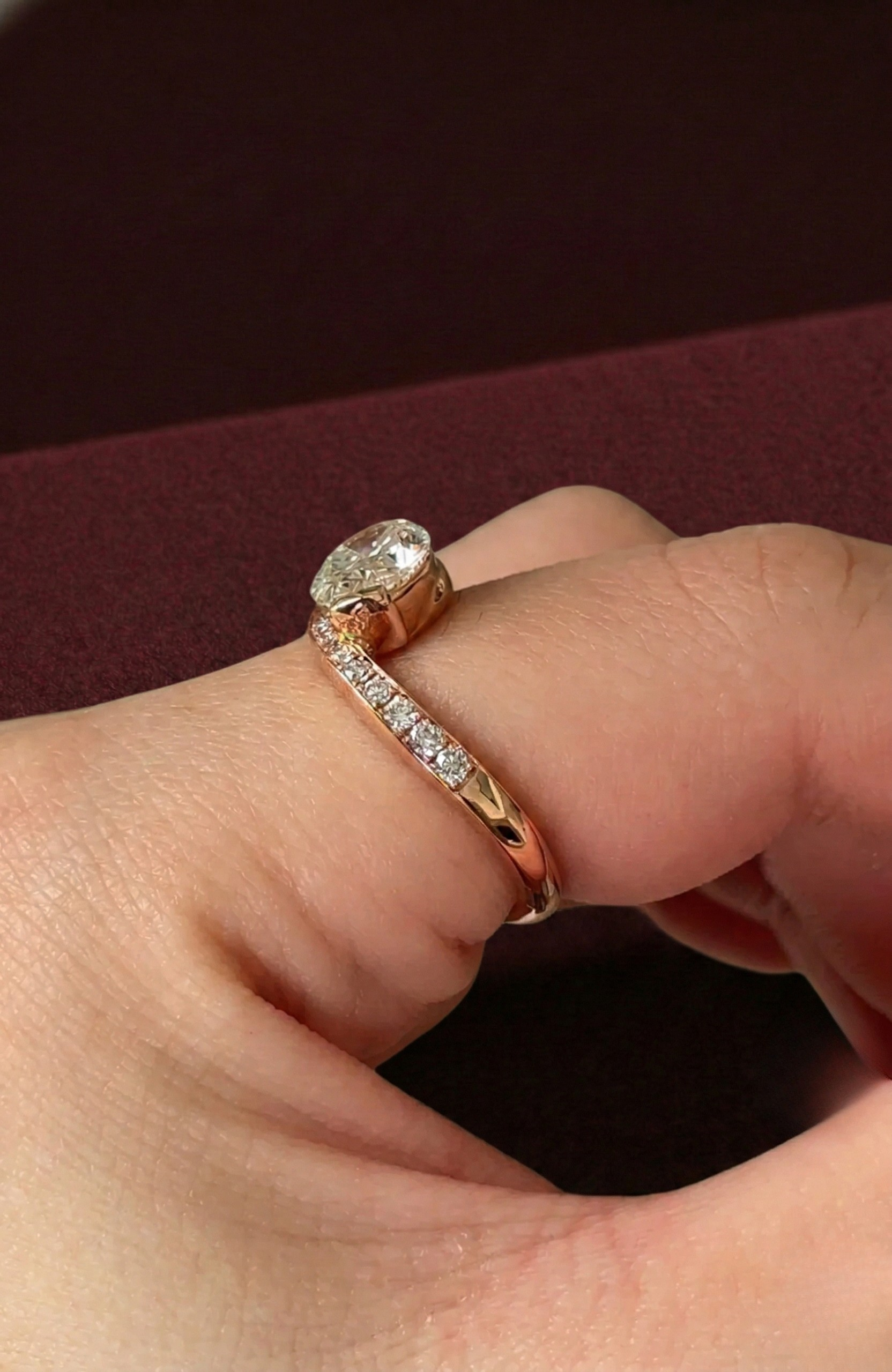 Oval Lab Grown Diamond Engagement Ring, Oval Solitaire Twist Ring, 14K Gold Diamond Ring, Unique Bypass Engagement Ring, IGI Certified