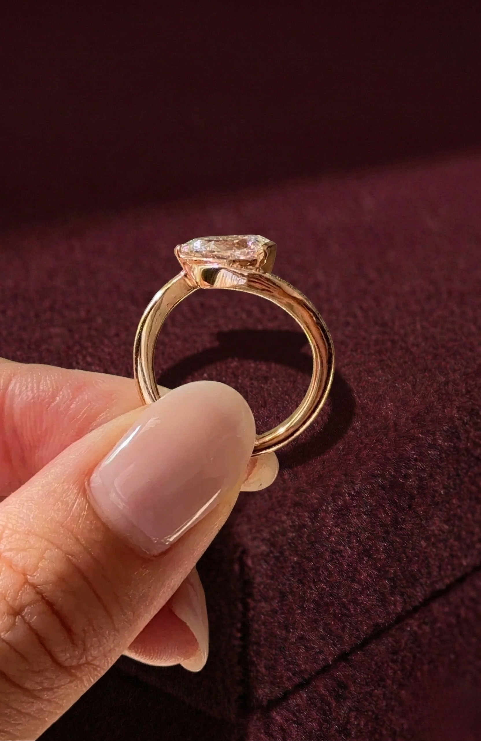 Pear Lab Grown Diamond Engagement Ring, 1.55 Carat Pear Diamond Ring with Side Diamonds, Modern Bypass Diamond Ring, Unique Proposal Ring
