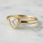 Triangle Shape Bezel Set Solitaire Ring | Lab Grown Diamond | 14K Yellow Gold