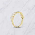 Emerald Cut Lab Grown Diamond Bezel Set Wedding Band in Solid 14K Gold