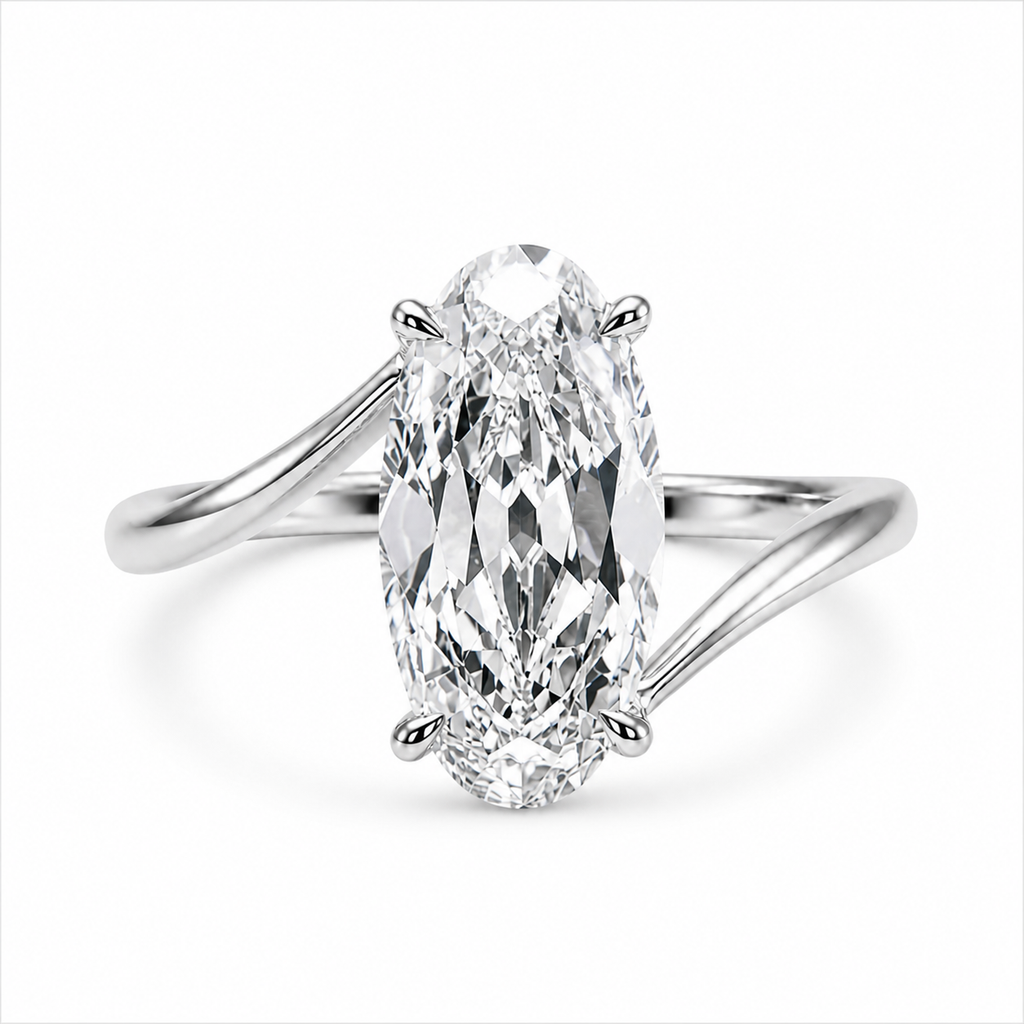 Old Mine Oval Lab Grown Diamond Engagement Ring | 2 CT | Twisted Vintage Ring | Antique Style | 14K Gold