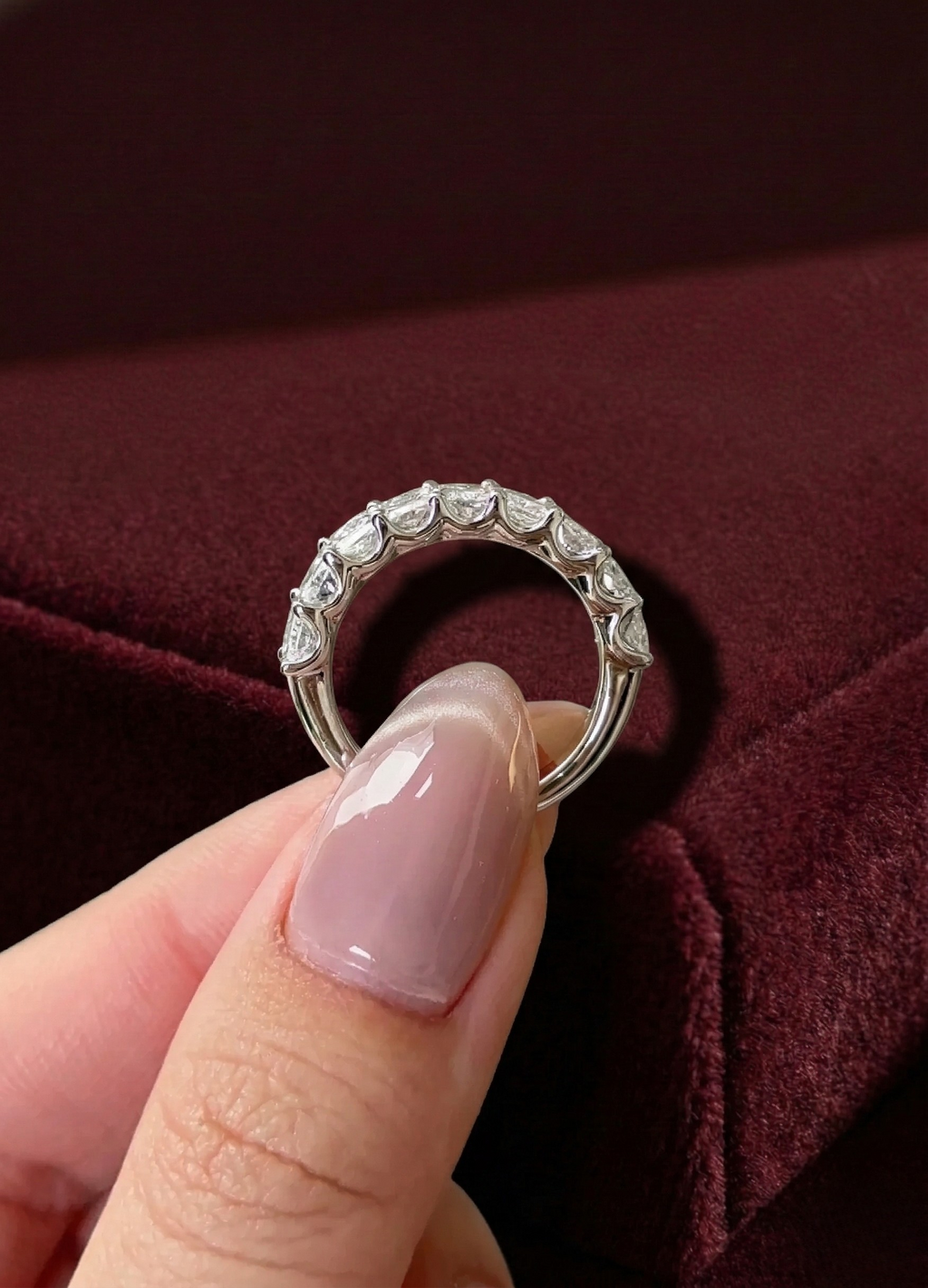 Radiant Cut Lab Grown Diamond Half Eternity Band, Radiant Diamond Wedding Band, 3.20 Carat Diamond Anniversary Ring, Radiant Diamond Ring