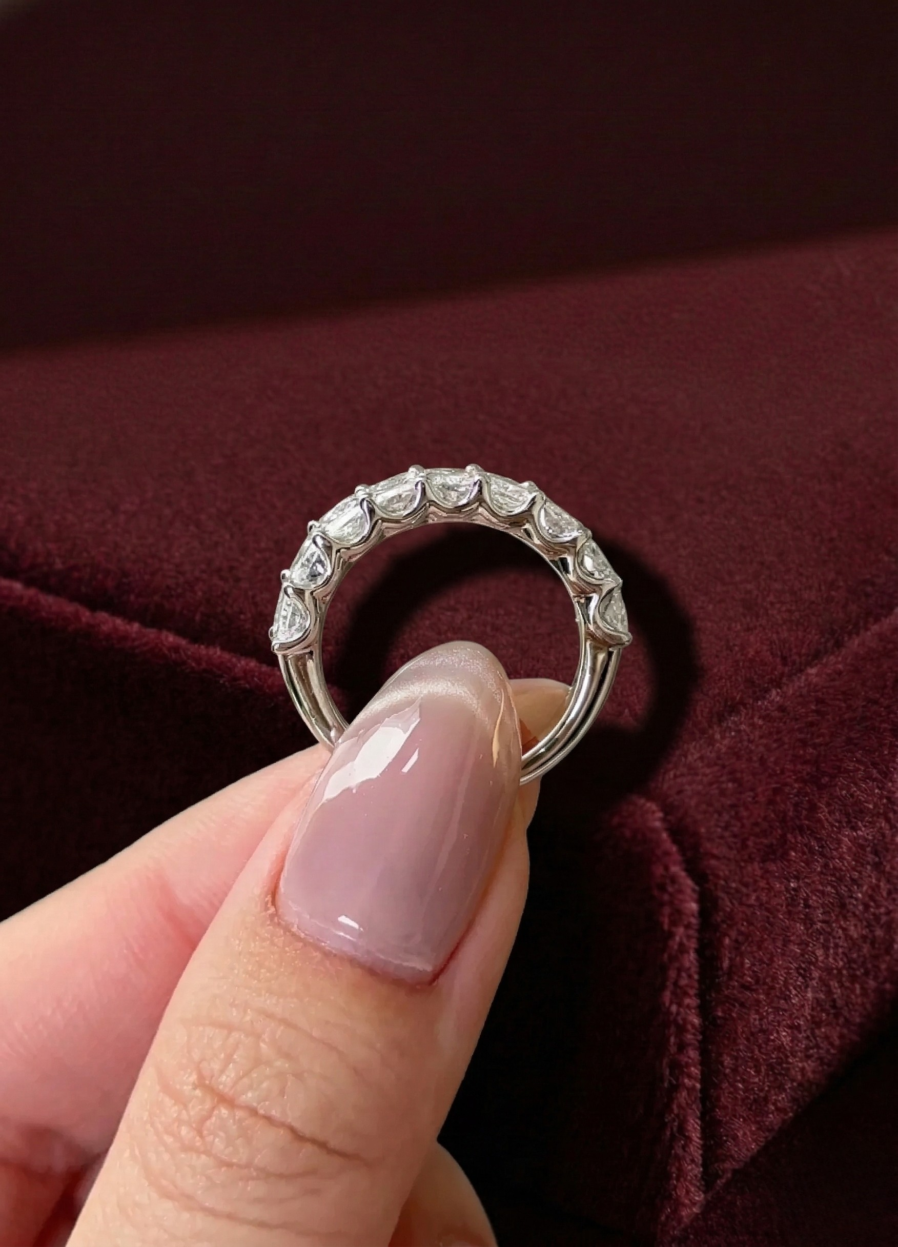 Radiant Cut Lab Grown Diamond Half Eternity Band, Radiant Diamond Wedding Band, 3.20 Carat Diamond Anniversary Ring, Radiant Diamond Ring