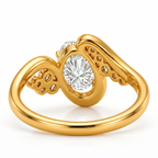 Oval Cut Lab Grown Diamond Ring | 1 CT IGI Certified | Graduated Accent Wrap Design | Modern Engagement Ring | 14K Gold