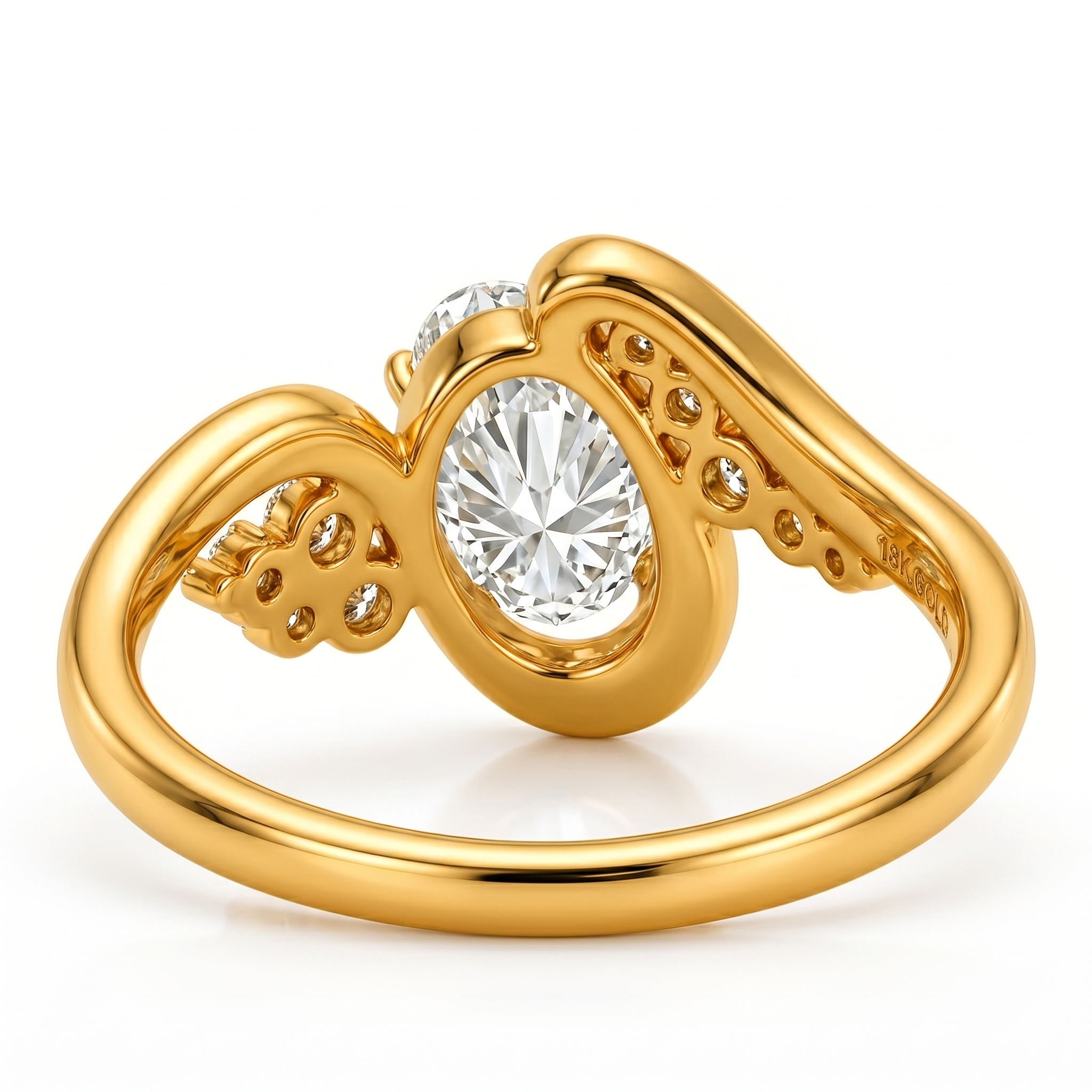 Oval Cut Lab Grown Diamond Ring | 1 CT IGI Certified | Graduated Accent Wrap Design | Modern Engagement Ring | 14K Gold