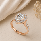 Elegant Marquise Lab Grown Diamond Bezel Set Halo Engagement Ring
