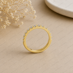 Round Lab Grown Diamond Half Eternity Wedding Band in Solid 14K Gold