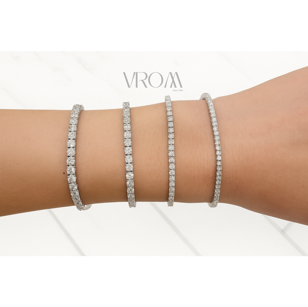 Classic Round Lab Grown Diamond Tennis Bracelet in Solid 14K Gold