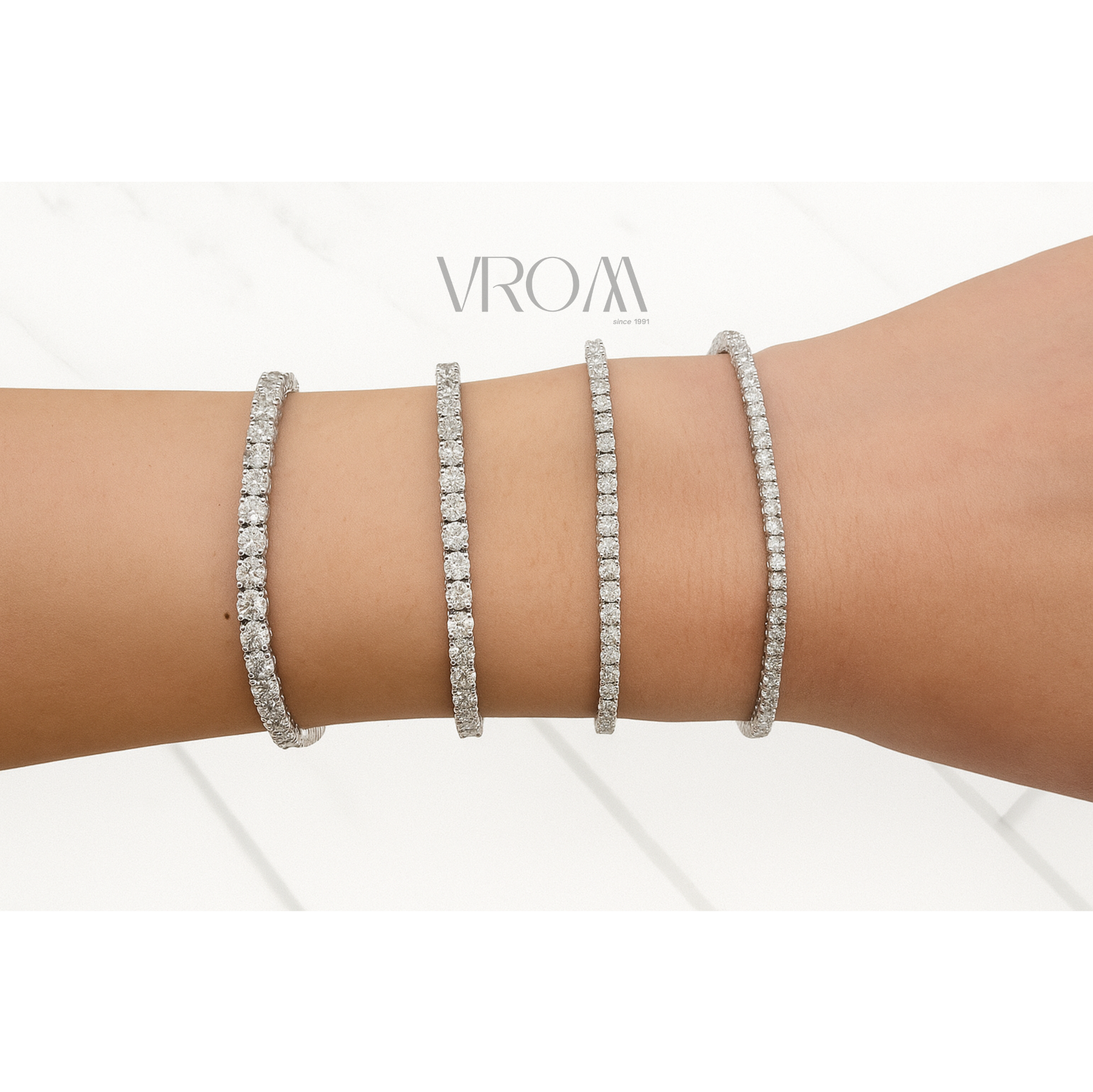 Classic Round Lab Grown Diamond Tennis Bracelet in Solid 14K Gold