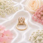 Pink Radiant Lab Grown Diamond Halo Engagement Ring, Pavé Diamond Band, Pink Diamond Ring, 10K 14K 18K Gold