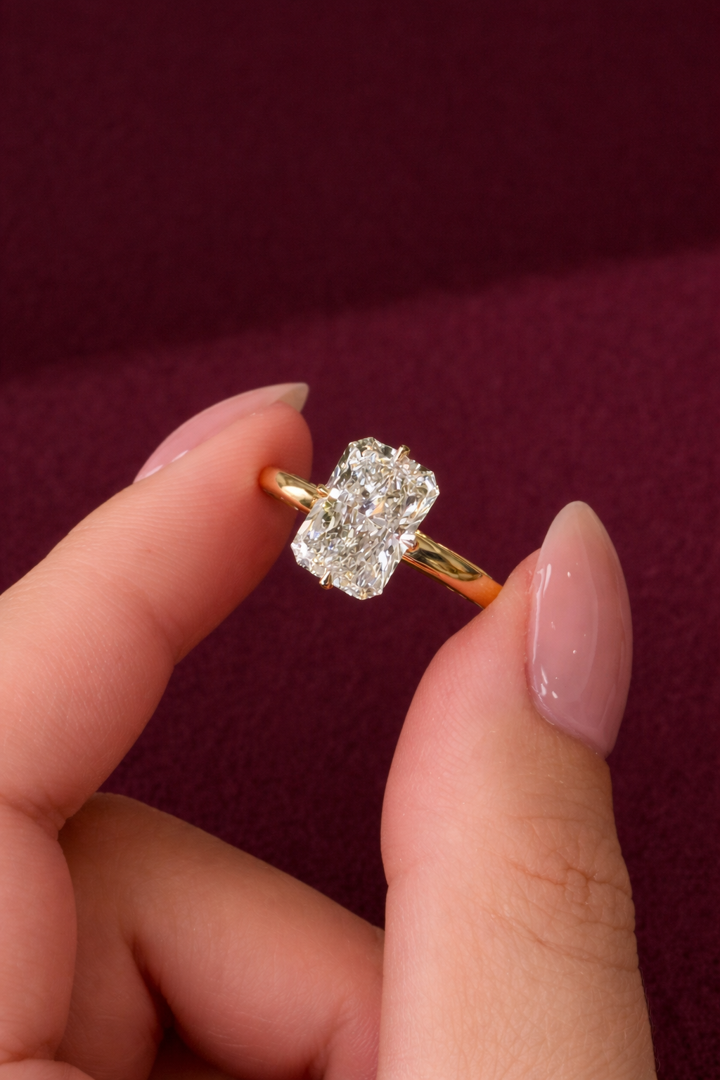 Radiant Cut Diamond Halo Engagement Ring, Radiant Diamond Ring with Round Halo, Classic Radiant Engagement Ring, Vintage Style Halo Ring