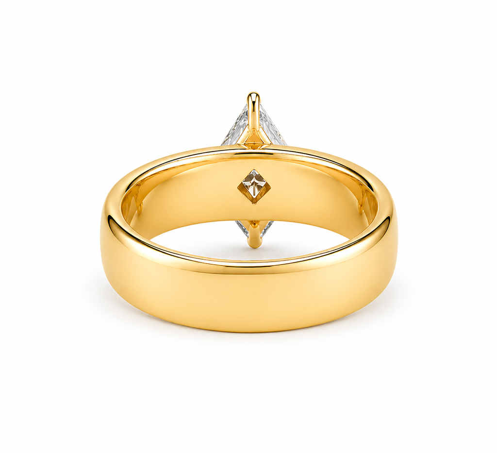 Lozenge Shape Lab Grown Diamond Ring | 2 CT | Bold Cigar Band | Geometric Engagement Ring | 14K Gold