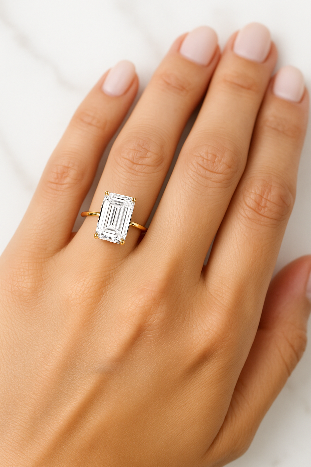 Emerald Cut Solitaire Style Ring | Lab Grown Diamond | 14K Yellow Gold