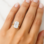 8CT Emerald Cut Modern Prong Set Ring | Lab Grown Diamond | 14K Yellow Gold