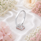 Pink Emerald Cut Lab Grown Diamond Engagement Ring, Minimalist Solitaire Ring, Pink Diamond Ring, 4 Prong Setting, 10K 14K 18K Gold
