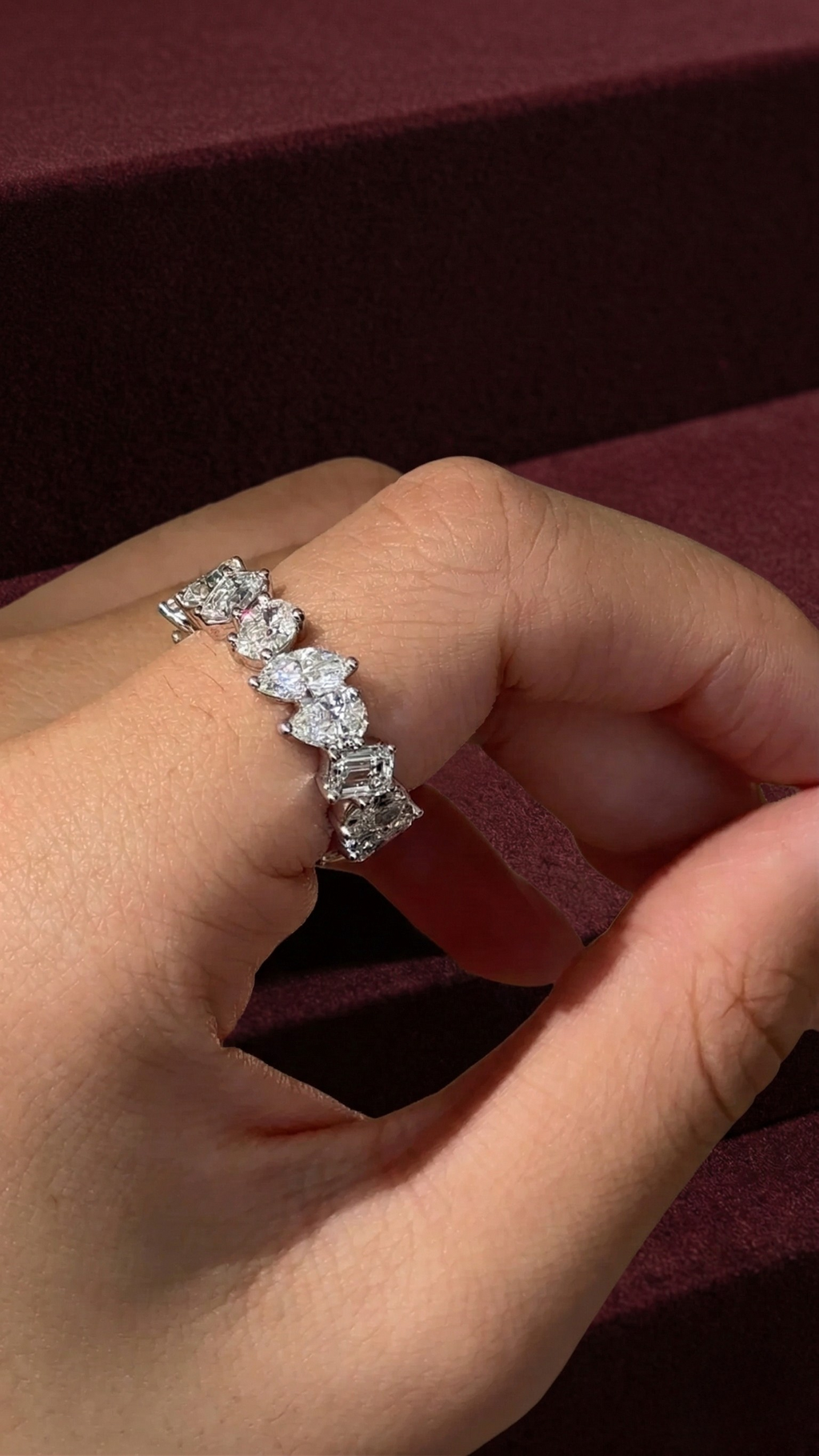Mixed Shape Lab Grown Diamond Band Ring, Multi Shape Diamond Statement Ring, 5.05 Carat Diamond Anniversary Ring, Unique Engagement Ring