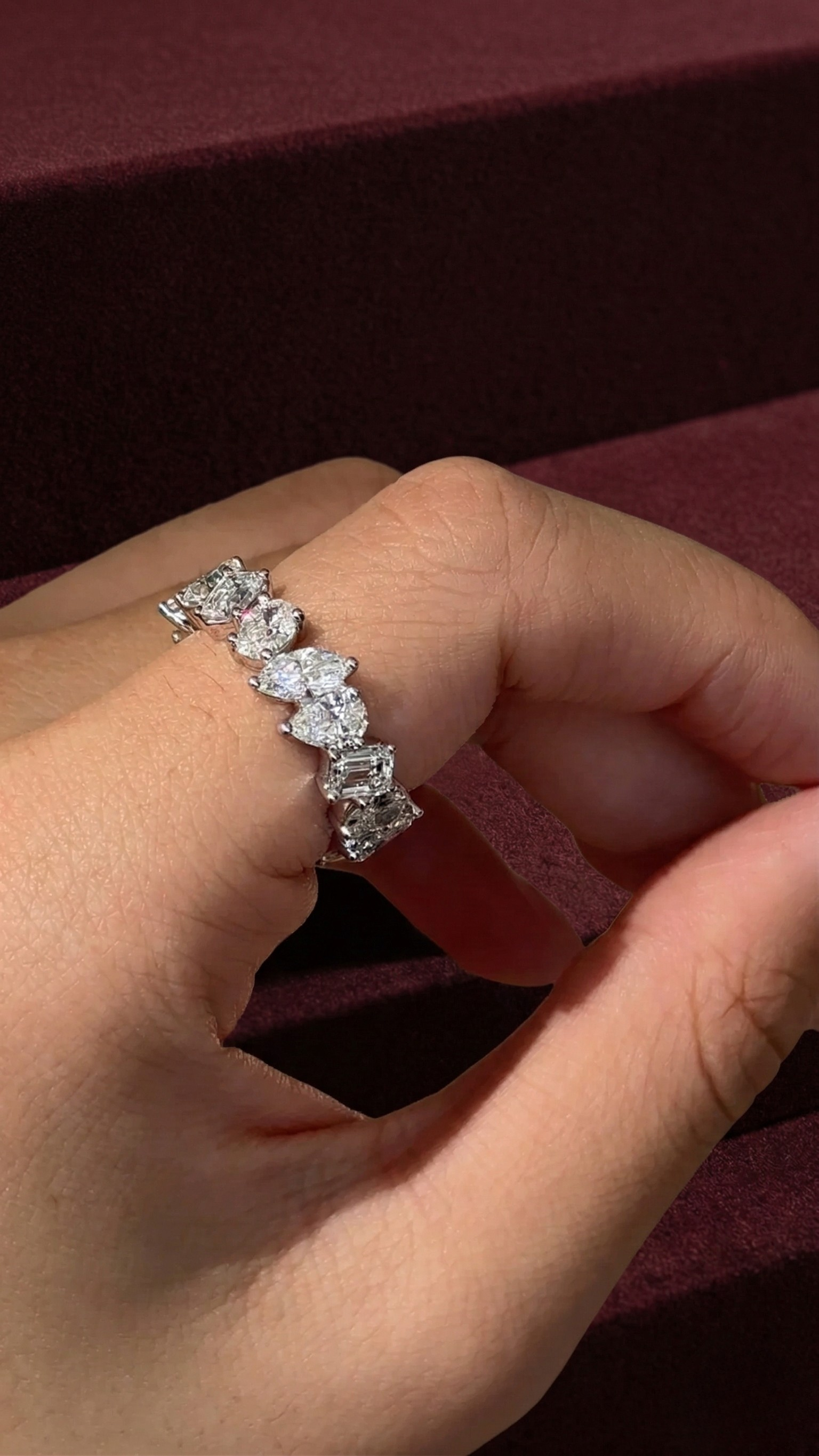 Mixed Shape Lab Grown Diamond Band Ring, Multi Shape Diamond Statement Ring, 5.05 Carat Diamond Anniversary Ring, Unique Engagement Ring