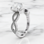 Elegant Round Engagement Ring with Milgrain Infinity Band | Lab Grown Diamond | 14K Yellow Gold