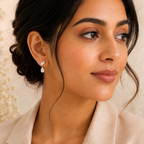 Marquise & Pear Cut Lab Grown Diamond Two Stone Earrings in Solid 14K Gold