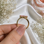 Pink Marquise Lab Grown Diamond Engagement Ring, 1.30 Carat Pink Diamond Ring, Minimalist Solitaire Ring, Unique Curved Setting, 10K 14K