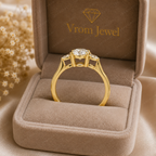 Oval Lab Grown Diamond Engagement Ring with Pear Side Stones in Solid 14K Gold
