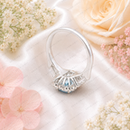 Blue Radiant Cut Lab Grown Diamond Ring, 2 Carat Blue Diamond Engagement Ring, Halo Ring, Baguette Side Stones, Statement Ring, 10K 14K 18K