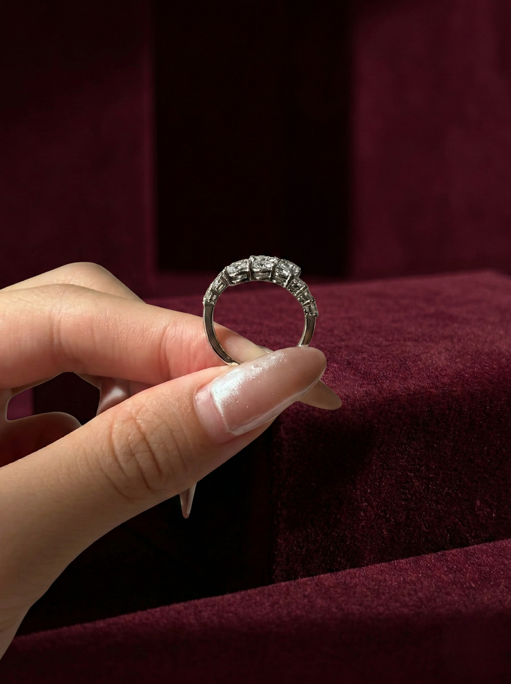 Round Lab Grown Diamond Crossover Ring, Open Wrap Diamond Ring, 2 Carat Diamond Statement Ring, Curved Diamond Ring, 14K Gold Ring