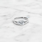 Modern Pear Cut East West Ring | Lab Grown Diamond | 14K Yellow Gold Sleek Style