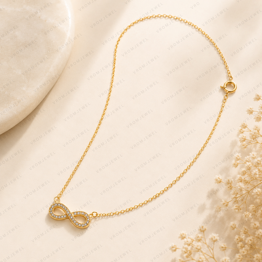 Infinity Lab Grown Diamond Necklace, Infinity Symbol Necklace, Geometric Diamond Necklace, Solid Gold Infinity Necklace, Minimalist Necklace