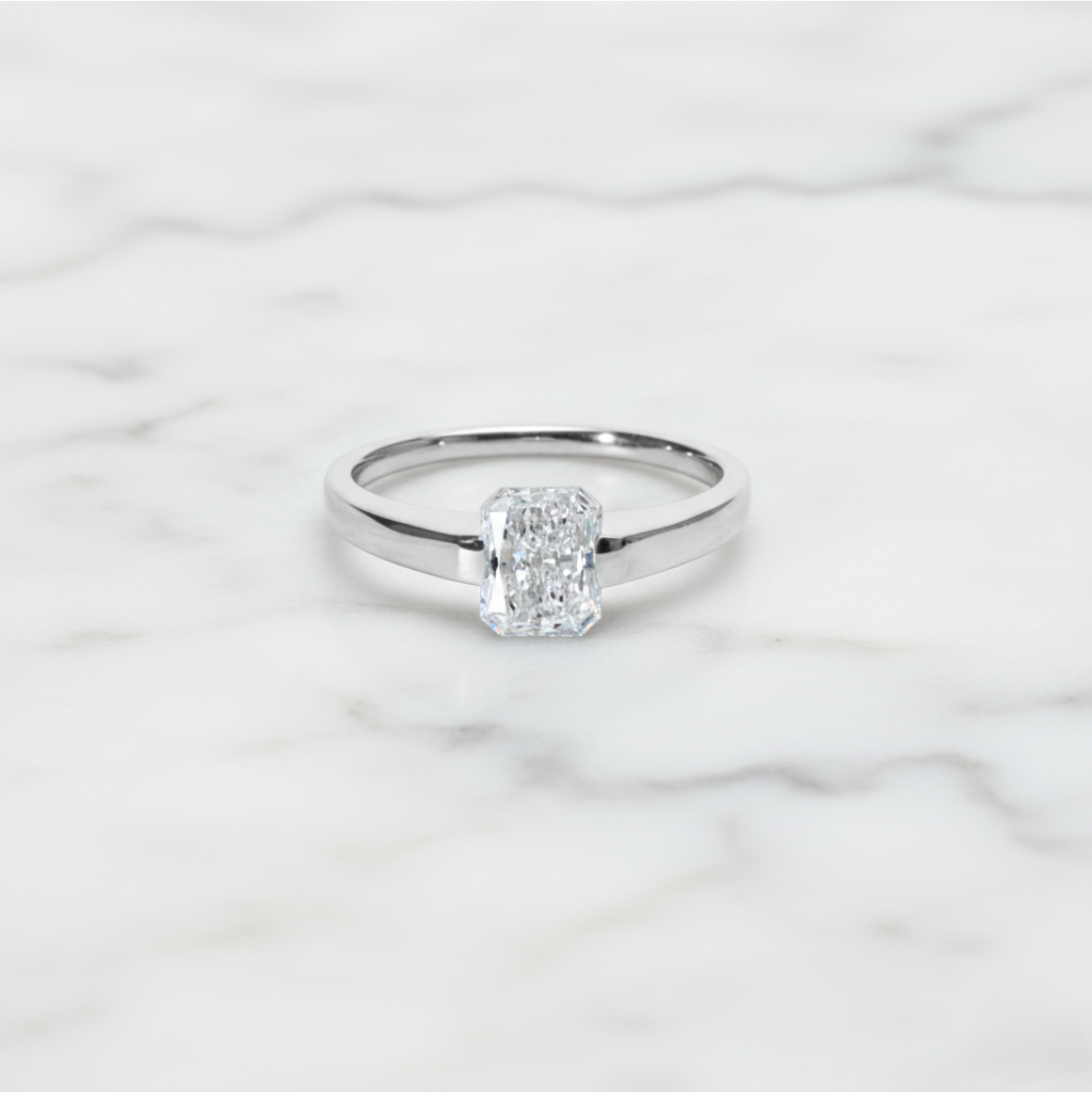 Modern Radiant Cut Ring | Lab Grown Diamond | 14K Yellow Gold Minimal Sleek Design