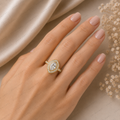 Elegant Marquise Lab Grown Diamond Bezel Set Halo Engagement Ring