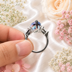 8 Carat Blue Marquise Lab Grown Diamond Ring, Blue Diamond Engagement Ring, Pear Shape Diamond Accents, Unique Statement Ring, 10K 14K 18K