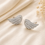Angel Wings Stud Earrings, Lab Grown Diamond Wing Earrings, Guardian Angel Earrings, Solid Gold Stud Earrings, Minimalist Diamond Earrings