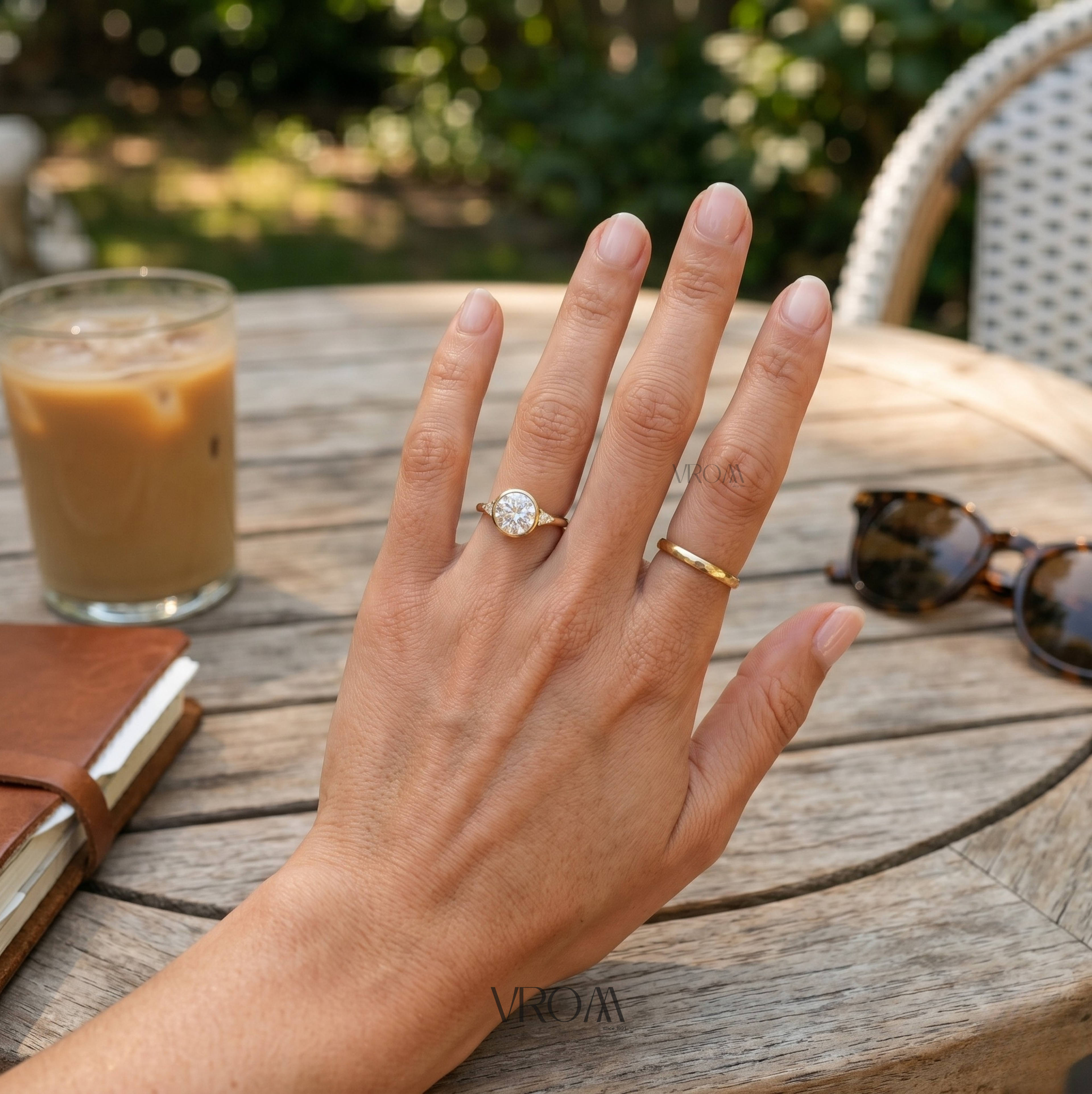 Old European Cut Lab Grown Diamond Ring | 2 CT | Vintage Style with Side Accents | Bezel Engagement Ring | 14K Gold